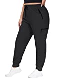 SEKINO Women's Plus Size Cargo Joggers Lightweight Quick Dry Hiking Pants Athletic Outdoor Pants Zipper Pockets Black 2X