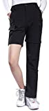 Hiauspor Hiking Pants Women Convertible Lightweight Zip Off Pants Quick Dry Outdoor Stretch Pants UPF 50+ (Black, Large)