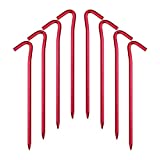 Hikemax 7075 Aluminum Tent Stakes 10 Pack - Ultralight 7 Inch Hook Tent Pegs with Carrying Pouch - Made for Camping Trip, Hiking and Gardening