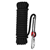 Aoneky 10 mm Static Outdoor Rock Climbing Rope, Fire Escape Safety Rappelling Rope (Black 1, 98)
