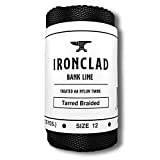 Ironclad Supply Tarred Bank Line – Heavy Duty 100% Nylon Twine for Fishing, Hunting, Camping, Bushcraft – Odorless, Mess-Free Tar Coating (#12 Braided, 1/4 LB)