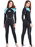XUKER Wetsuits Women Men Youth 2mm Neoprene Wet Suits for Women in Cold Water Full Body Dive Suit for Diving Snorkeling Surfing Swimming Canoeing (Women's Black/Aquamarine, Women's Medium)