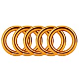 NewDoar Rappel Ring 25kN Aluminum Alloy O-Ring for Rock Climbing Arborist Rescue Hammock and Slackline (Gold 5 Pack)