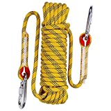 Aoneky 10 mm Static Outdoor Rock Climbing Rope, Fire Escape Safety Rappelling Rope (Yellow 2, 32)