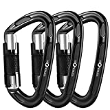 Storesum UIAA Certified Climbing Carabiner -3 Pack 24KN (5400 lbs) Carabiner Heavy Duty Locking Carabiner Clip Climbing Gear for Rock Climbing Gear,Camping,Climbing Equipment,Large Carabiner
