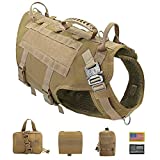 PET ARTIST Tactical Dog Harness for Hiking Training, No Pull Vest Harness for Medium Large Dogs, with Pouches and Patches,M