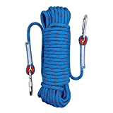 Aoneky 10 mm Static Outdoor Rock Climbing Rope, Fire Escape Safety Rappelling Rope (Blue 2, 65)