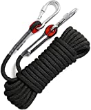 GINEE Outdoor 16mm Static Rock Climbing Rope 35FT Black Safety Ropes Arborist Tree Climbing Rescue Grappling Escape Descender Abseiling Fishing Rope