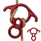AOKWIT 50KN Rescue Figure, 8 Descender Large Bent-Ear Belaying and Rappelling Gear Belay Device Climbing for Rock Climbing Peak Rescue 7075 Aluminum Alloy (Red)